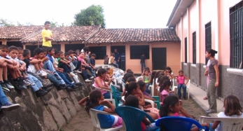 One of the classes in the Bible School in Langue.  We had over 200 children on the last day.  It was always over 150.